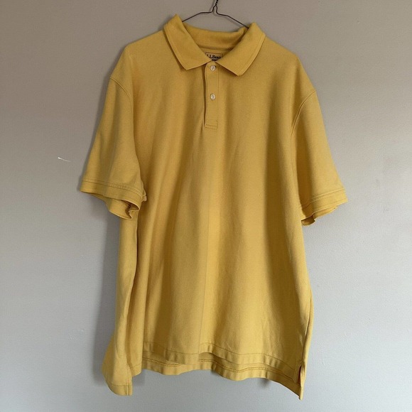 LL Bean Yellow Polo Shirt Size XXL Regular Shirt Sleeve - Picture 6 of 6